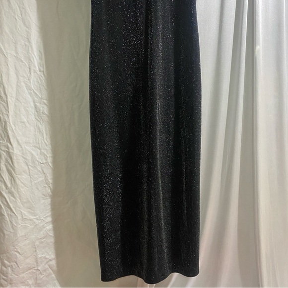 Lori Ann Montreal Vintage 90s Women's Petite 10 Black Sparkle Keyhole Maxi Dress - Picture 4 of 10